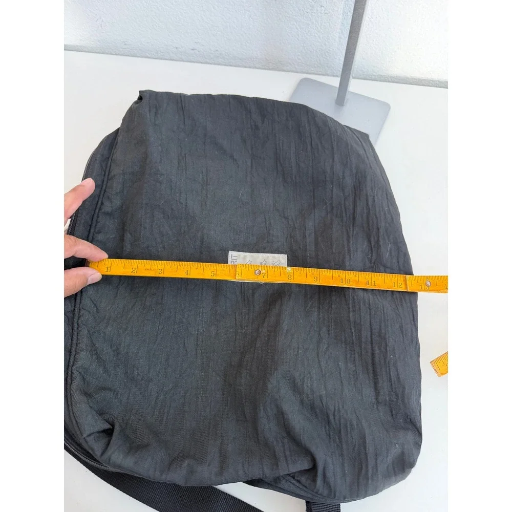 Vintage Esprit Black Nylon Backpack Metal Handle Industrial 90s Bag